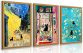 FASWQ Whimsical Black Cat Wall Art, Van Gogh Matisse Picasso Wall Decor, Funny Bathroom Canvas Paintings, Cute Animal Aesthetic Pictures for Living Room Kids' Room Wood Framed Ready to Hang 16"x24"x3