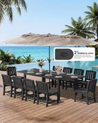SERWALL Outdoor Dining Chairs Set of 2, All-Weather HDPE Patio Armless Chairs, Black