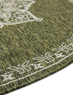 Unique Loom Outdoor Traditional Collection Area Rug - Antique (5' 3" Round Green/Ivory)