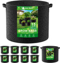 Land Guard 10-Pack Fabric Grow Bags 15 Gallon, Thickened Nonwoven Garden Pots, Growing Bags with Handles, Black