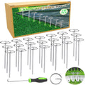 130 PCS Landscape Fabric Pins + Pick Hook, 6-Inch Galvanized Circle Top Landscape Staples - Steel Weed Barrier Stake, Grip Than U-Shape Yard Staples, Garden Stakes for Plant Cover, Lawn, Fence, Ground
