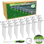 130 PCS Landscape Fabric Pins + Pick Hook, 6-Inch Galvanized Circle Top Landscape Staples - Steel Weed Barrier Stake, Grip Than U-Shape Yard Staples, Garden Stakes for Plant Cover, Lawn, Fence, Ground