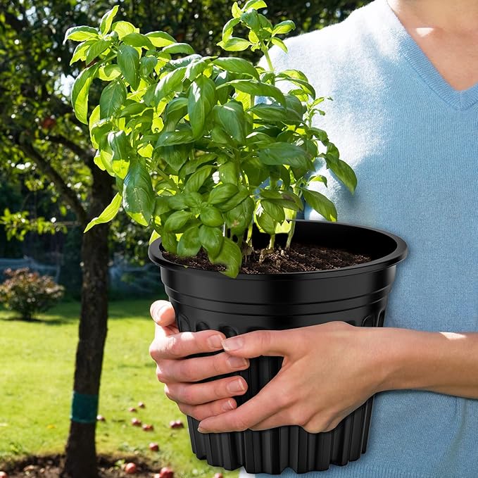 100 Pcs 3 Gallon Planter Nursery Pots, Seed Starting Pot Plastic Flower Seedling Pots with Drainage Holes Flexible Plant Container for Garden Lawn Yard Plants Seedlings (100, 3 Gallon)