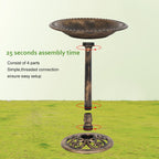 VINGLI Pedestal Bird Bath, Resin Birdbaths Weather Resistant, Bird Baths with Floral Accents & Vintage Finish, Garden Decor for Outdoor, Patio, Yard, Lawn (Copper)