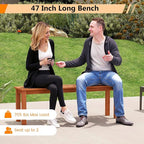 Tangkula 47 Inch Patio Wood Bench, 2-Person Backless Bench w/Slatted Seat, Indoor Outdoor Dining Bench for Backyard, Poolside, Entryway, Porch