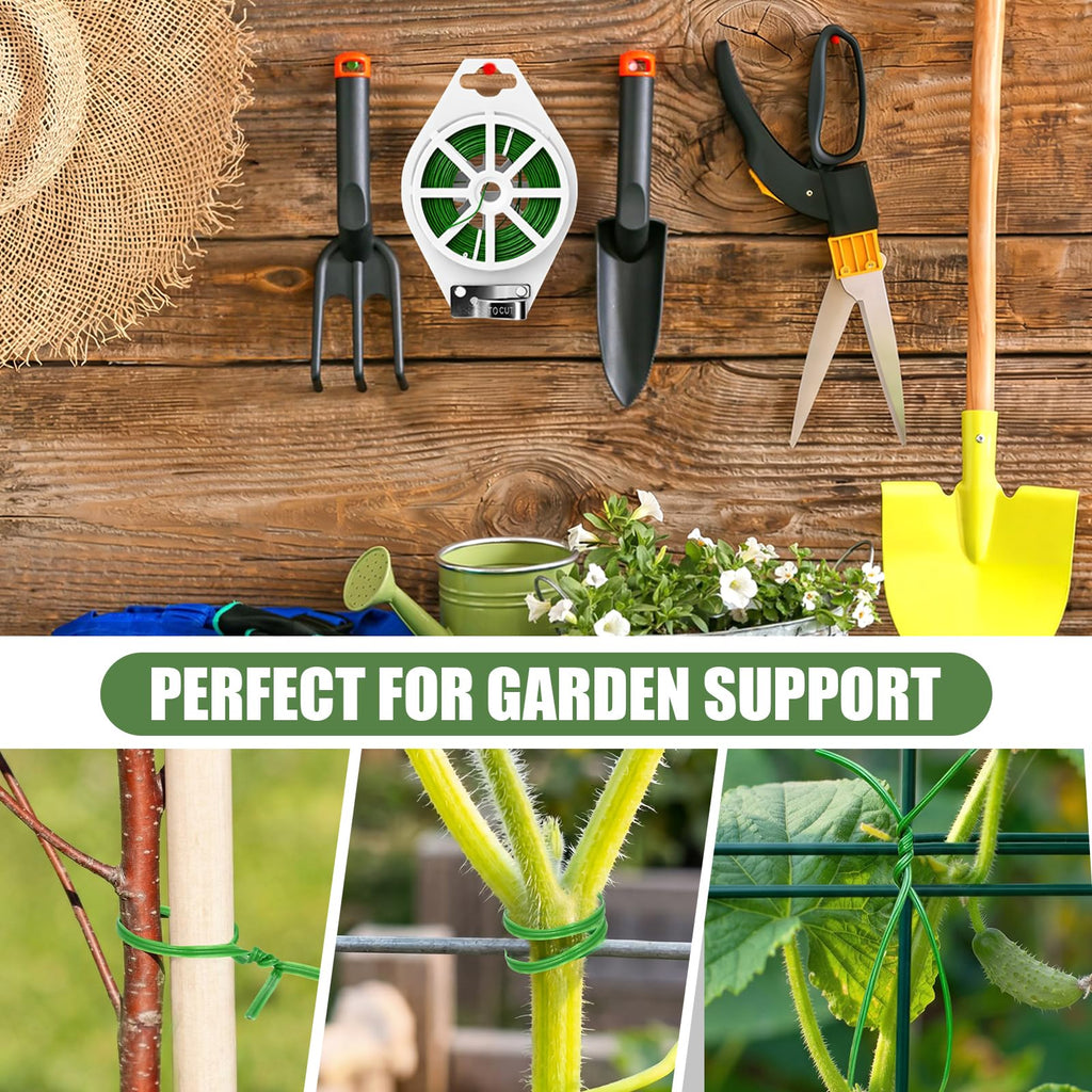 Ahrltim 984FT Total (2 Rolls, 492FT Each) Garden Twist Ties with Cutter, Plant Ties for Tomatoes & Vines, Reusable Garden Ties for Gardening, Cable Management & Home Organization