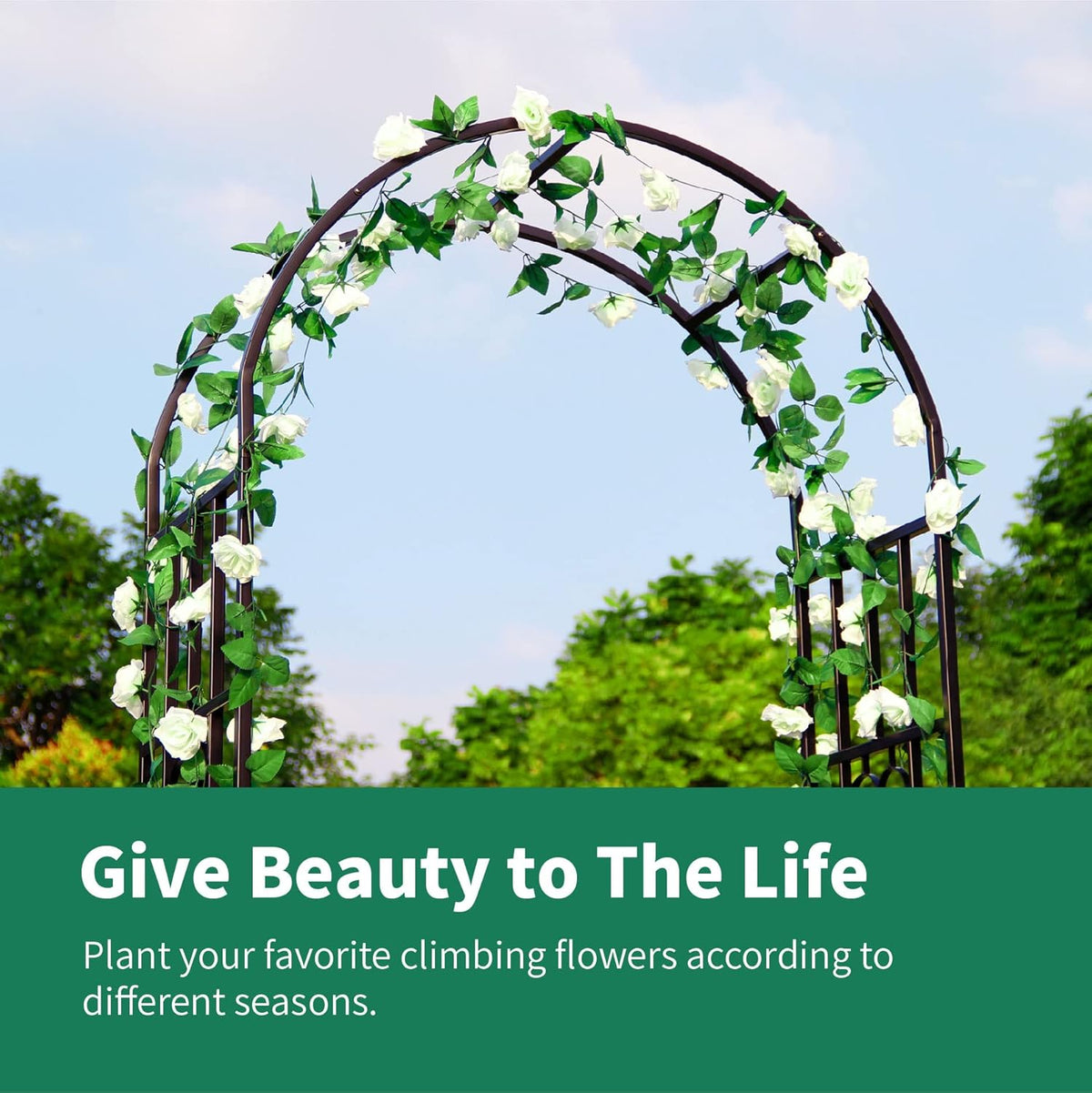 Metal Pergola Arbor, 100" H x 45" W Garden Arch Archway for Wedding Ceremony Party Curved Iron Plants Trellis Stand Use for Outdoor Garden Climbing Plants