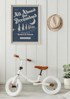 Poster Master All Aboard For Dreamland Poster - Retro Children's Lullaby Print - Story Book Art - Bunny Art - Rabbit Art - Aesthetic Art - Kid's Bedroom or Nursery Wall Decor, 18x24 Unframed Wall Art