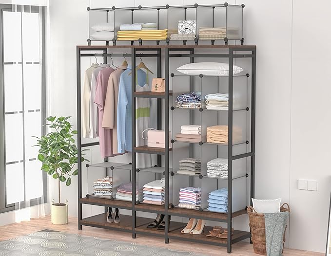 HOMIDEC Closet Organizer, 12-Cube Closet Organizers and Storage, Portable Closet Shelves, Clothing Storage (Grey)