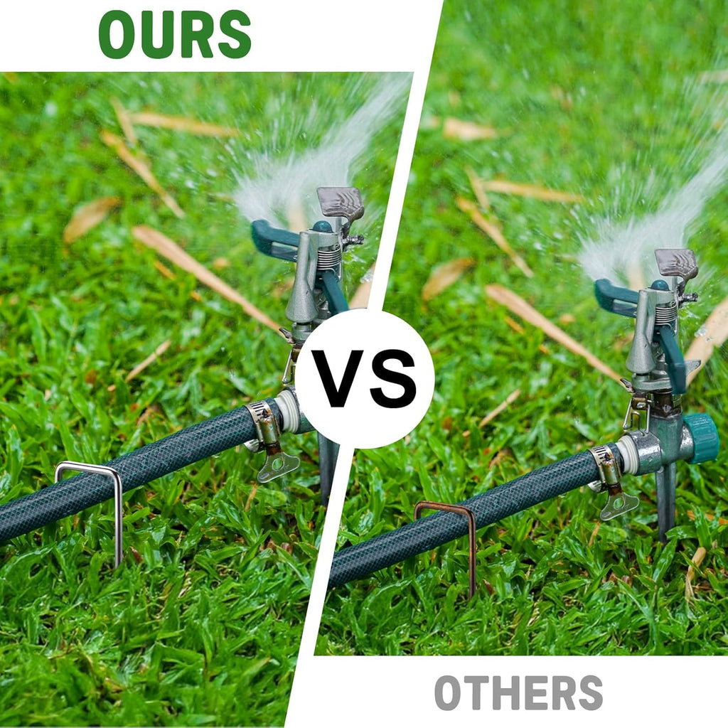 Breezz 50 Pack Garden Staples 6 Inch 12 Gauge Galvanized Pins, Heavy-Duty Ground Stakes for Weed Barrier, Irrigation Tubing, Yard Fabric, Halloween & Christmas Decoration Anchoring