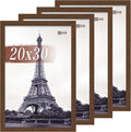 VCK 20x30 Poster Frame Set of 4 - Brown, Gallery-Quality Wood Picture Frames, 1.1-Inch Wide Border, Polished Plexiglass, Vertical or Horizontal Wall Display for Photo/Art/Prints, Brown