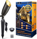 Landscape Spotlights Low Voltage - Brass 12V Outdoor Uplight LED, Wired Spot Lights IP65 Waterproof, Antique Bronze for Exterior Garden Yard Tree House with 5W 2700K Warm White MR16 Bulb