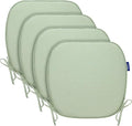 SleepMan Outdoor 17"x16" Chair Cushions with Ties Set of 4, Water Resistant All Weather U-Shape Seat Pads for Patio Garden Furniture Indoor Fade Resistant Patio Cushions (Light Green)