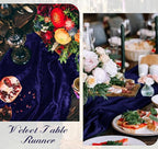 Velvet Table Runner 20 x 120 Inches 10ft Luxurious Thick Soft Velvet Christmas Thanksgiving Wedding Reception Table Runner for Party Reception Decorations(Navy Blue, 1 Pack)
