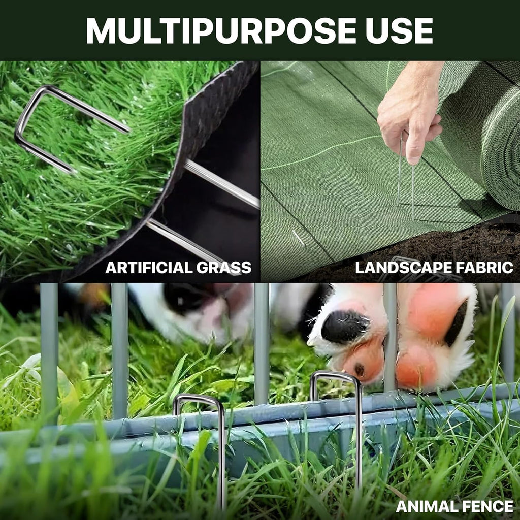 Landscape Staples 4 inch Stakes for Gardening 50 Pack Galvanized Garden Staples for drip Irrigation Landscape Fabric pins Updated Heavy-Duty Weed Barrier Fabric Lawn Outdoor Projects