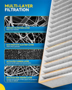 PHILTOP Cabin Air Filter w/Activated Carbon, Compatible with CF10374 Toyota Tacoma 2005-2023, Dodge Dart 2013-2016, Pontiac Vibe 2003-2008, Carbon Filter Up Dust Pollen Odor, Pack of 2