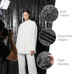Black Sequin Backdrop Curtain 2 Pieces 2FTx8FT Glitter Photography Backdrop for Party Wedding Birthday Christmas Decorations