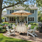 Outdoor Tablecloth Wrinkle-Free Stain Resistant Waterproof Polyester Fabric Table Cover with Zipper Umbrella Hole for Picnic/Party/Dinner/Patio Garden(70inch Round,Zippered,Nature)