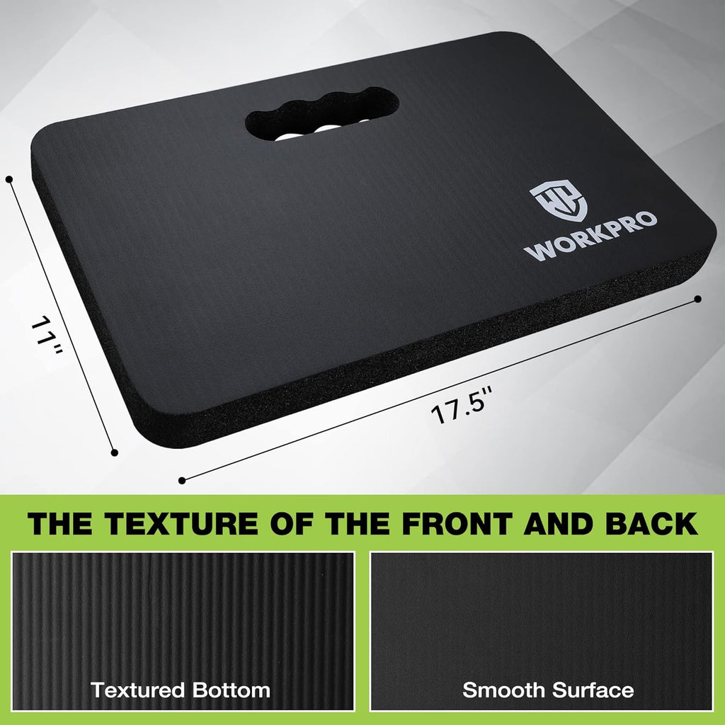 WORKPRO Extra Thick Kneeling Pad, 2-Pack, Soft Foam Cushioning for Knee, Large Foam Kneeler Mat for Gardening, Bathing Baby, Workout Supplies, 17.5 x 11 x 1.5 in, Black