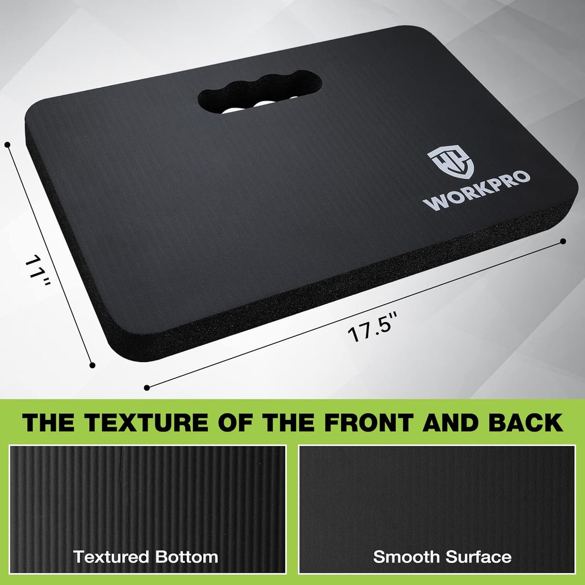 WORKPRO Extra Thick Kneeling Pad, 2-Pack, Soft Foam Cushioning for Knee, Large Foam Kneeler Mat for Gardening, Bathing Baby, Workout Supplies, 17.5 x 11 x 1.5 in, Black