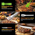 16 Inch Grilling Accessories Set, Heavy Duty Stainless Steel BBQ Accessories Tools and Grill Accessories for Outdoor Grill with Spatula, Fork, & Tongs - Grilling Gifts for Men Women Father