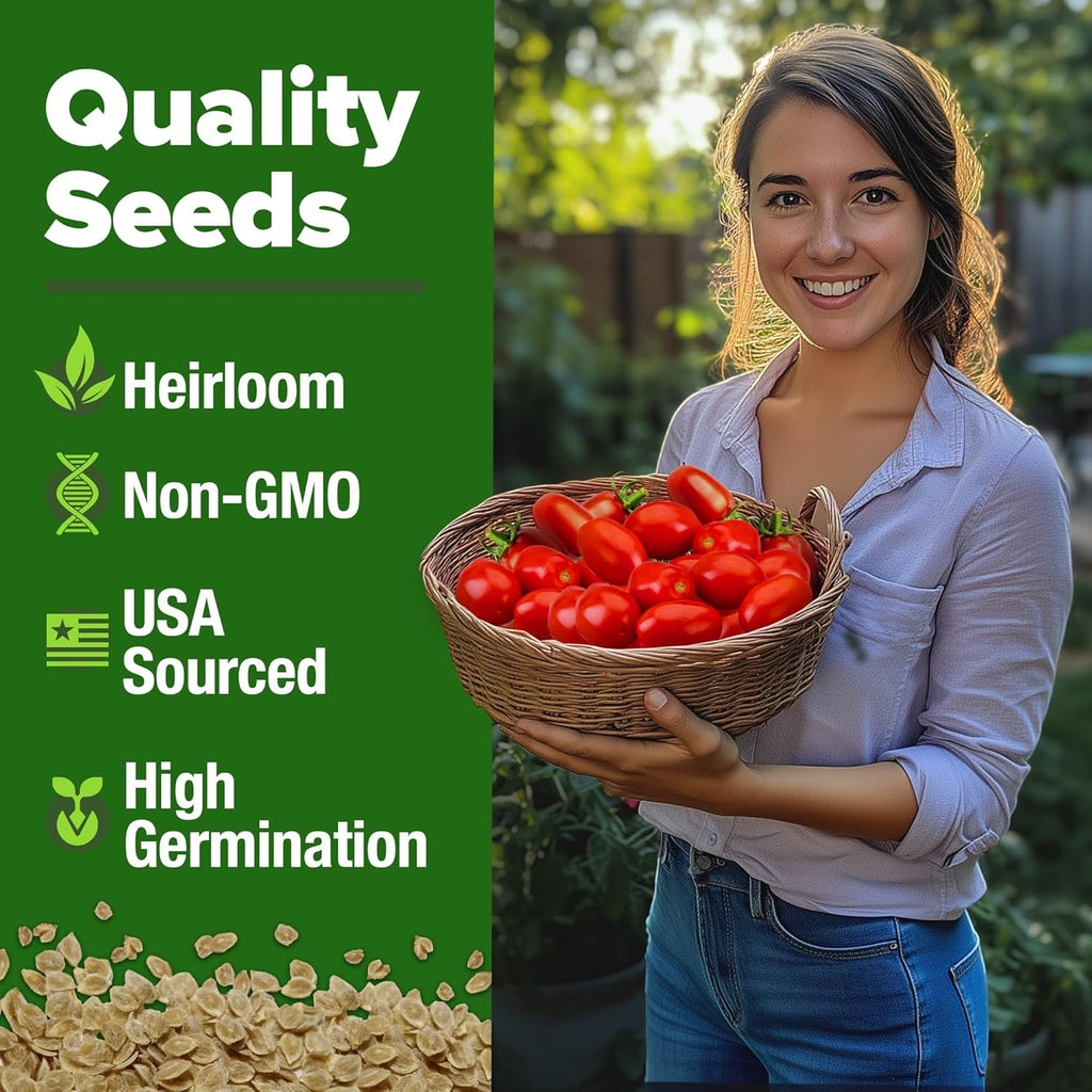 HOME GROWN San Marzano Tomato Seeds – 66 Heirloom, 𝗡𝗢𝗡-𝗚𝗠𝗢, 𝗨𝗦𝗔-𝗦𝗢𝗨𝗥𝗖𝗘𝗗 Seeds – High Germination Tomatoes for Indoor & Outdoor Growing – Classic Paste Variety for Gardeners & Home Use