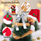 Gingerbread Man Christmas Tree Topper Decorations, Unique Funny Gingerbread Tree Topper Xmas Santa Hat Gingerbread Plush for Christmas Tree Wine Bottle Curtain Ornaments, Christmas Holiday Home Decor