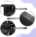 SquarePie Sequin Backdrop Curtain Less Transparent Sparkly Photo Booth Photography Background for Wedding Halloween Patry 10FT x 10FT Black