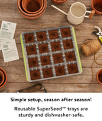 Burpee SuperSeed Starting Tray | 16 XL Cell | Reusable & Dishwasher Safe | for Vegetable, Flower & Herb Seeds | Indoor Grow Kit for Deep-Rooted Seedlings, Green