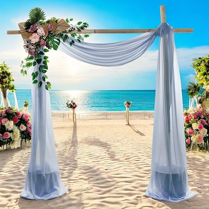 MDS Halloween Chiffon Draping Fabric - 2 Panel, 30" Wide x 40ft Long - Sheer Spooky Arbor & Canopy Drapery for Haunted House Backdrops, Party Ceilings, DIY Costumes & Themed Events - Dusty Blue