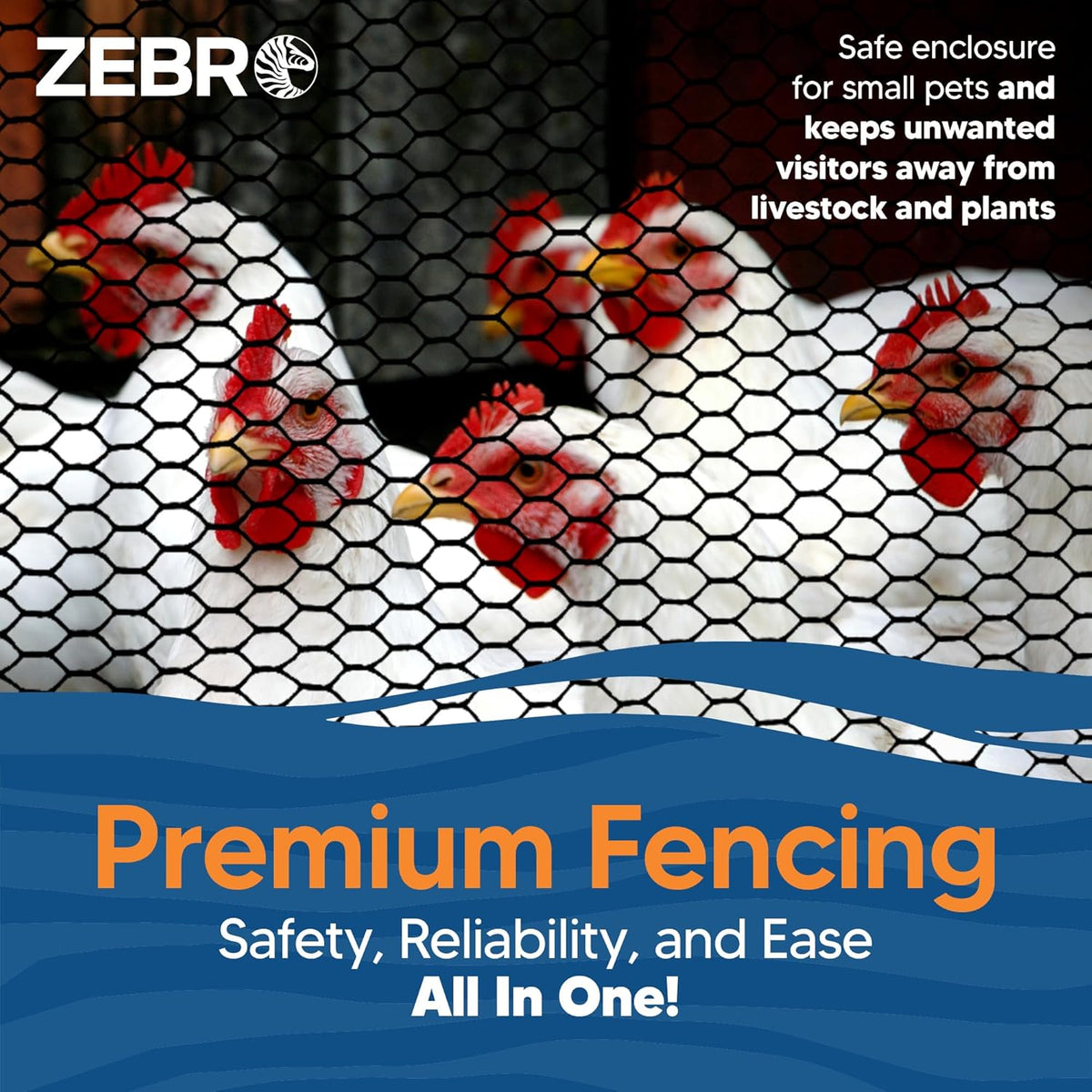 Zebro Plastic Chicken Wire Fence – Flexible Poultry Netting & Garden Fence for Chicken Coops, Rabbits, Pet Enclosures & Landscaping – Weatherproof & Rust-Free - 4' x 75' Black