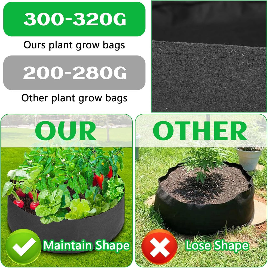 2 Pack Large 50 Gallon Plant Grow Bags, Round Black Fabric Raised Garden Beds, Durable Garden Planter Cloth Pots Container to Grow Vegetables for Outdoor Plants