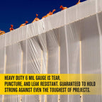 Aluf Plastics 6 MIL Thick Extra Strong Heavy Duty Fire Retardant Clear All Purpose Vapor and Moisture Barrier Sheet Tarp/Drop Cloth - 20" x 100' - For Painting, Furniture, Carpet, & Contractor