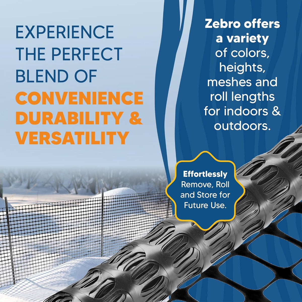 ZEBRO 4' x 100' Black Plastic Garden Fence Roll – Light Duty Mesh Fencing for Temporary Fence, Snow, Garden Netting, Animal Barrier, Agricultural Fencing & Lawn Protection