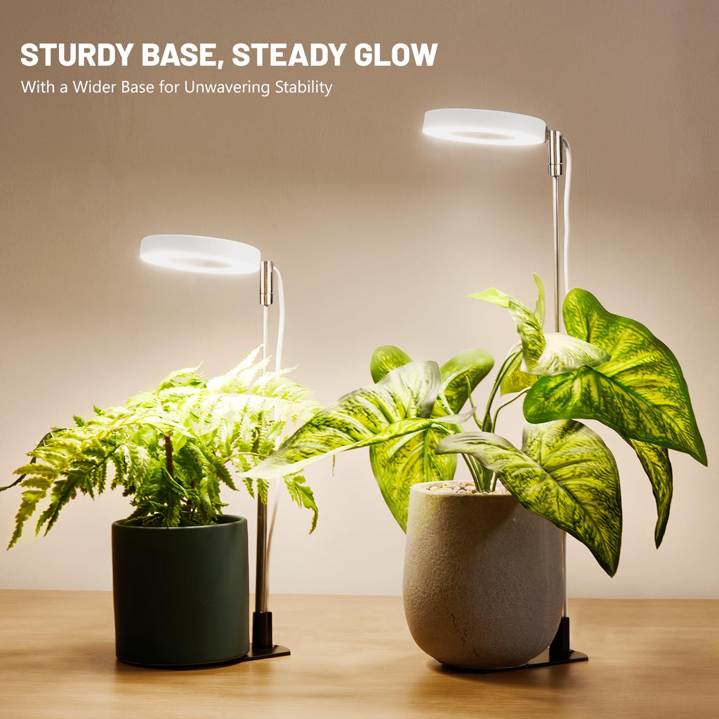 LBW Grow Lights for Indoor Plants, Full Spectrum Halo Grow Light with Base
