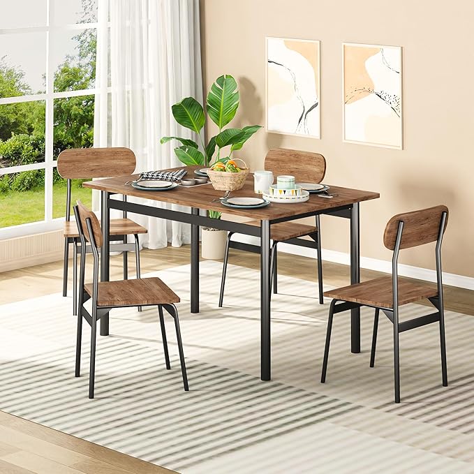 Hooseng Dining Room Table Set Dinner Table Set for 4 Breakfast Table Set for 4, Suitable Kitchen, Living Room, Breakfast, Small Spaces (1, Oval)