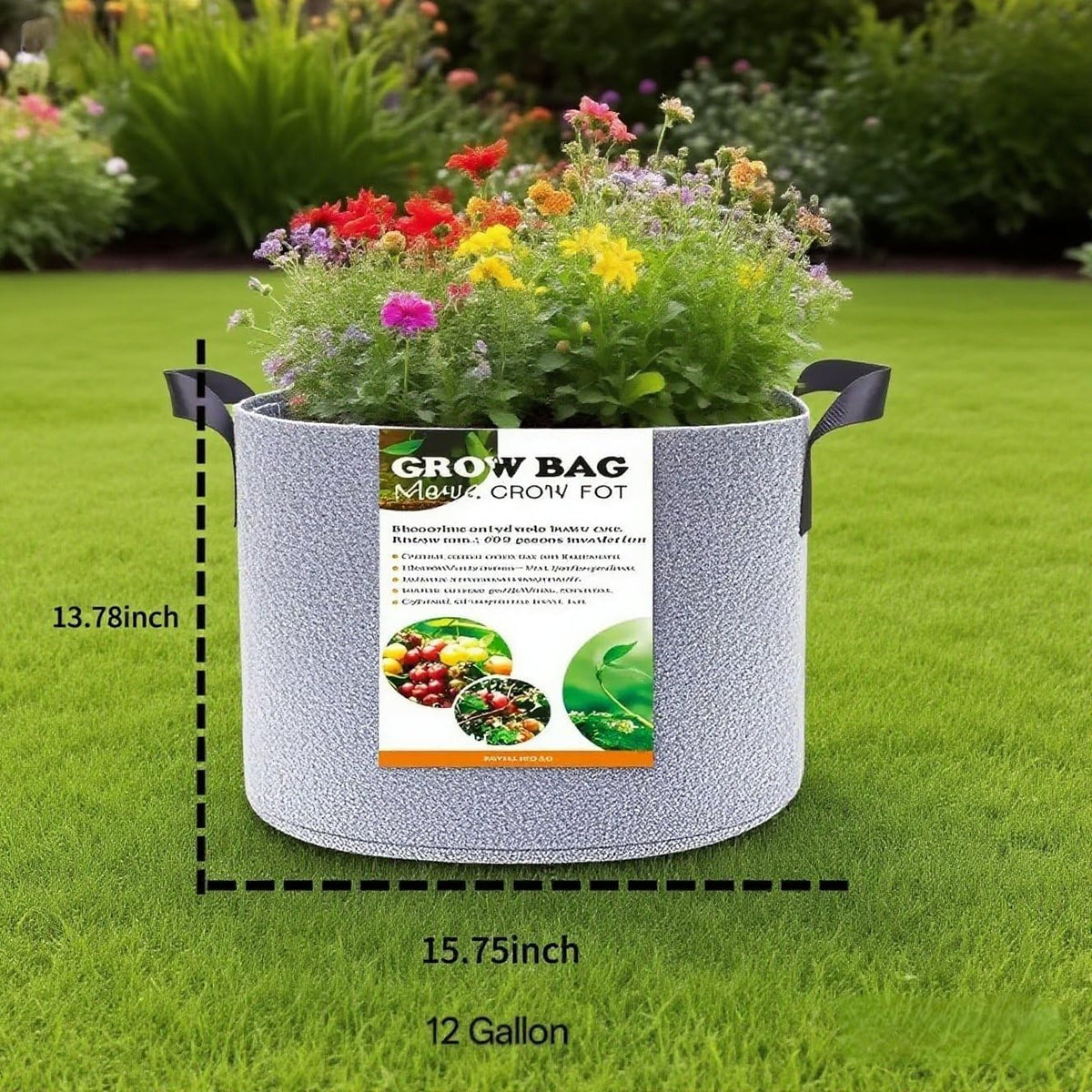 Grow Bags,Gallon Pot,Gallon Grow Bag,Fabric Plant Vegetable Pots with Handles,2-12 Nursery Pot Gallon Grow Bags with 1 Non-Slip Gardening Gloves,5pcs(12 Gallon)