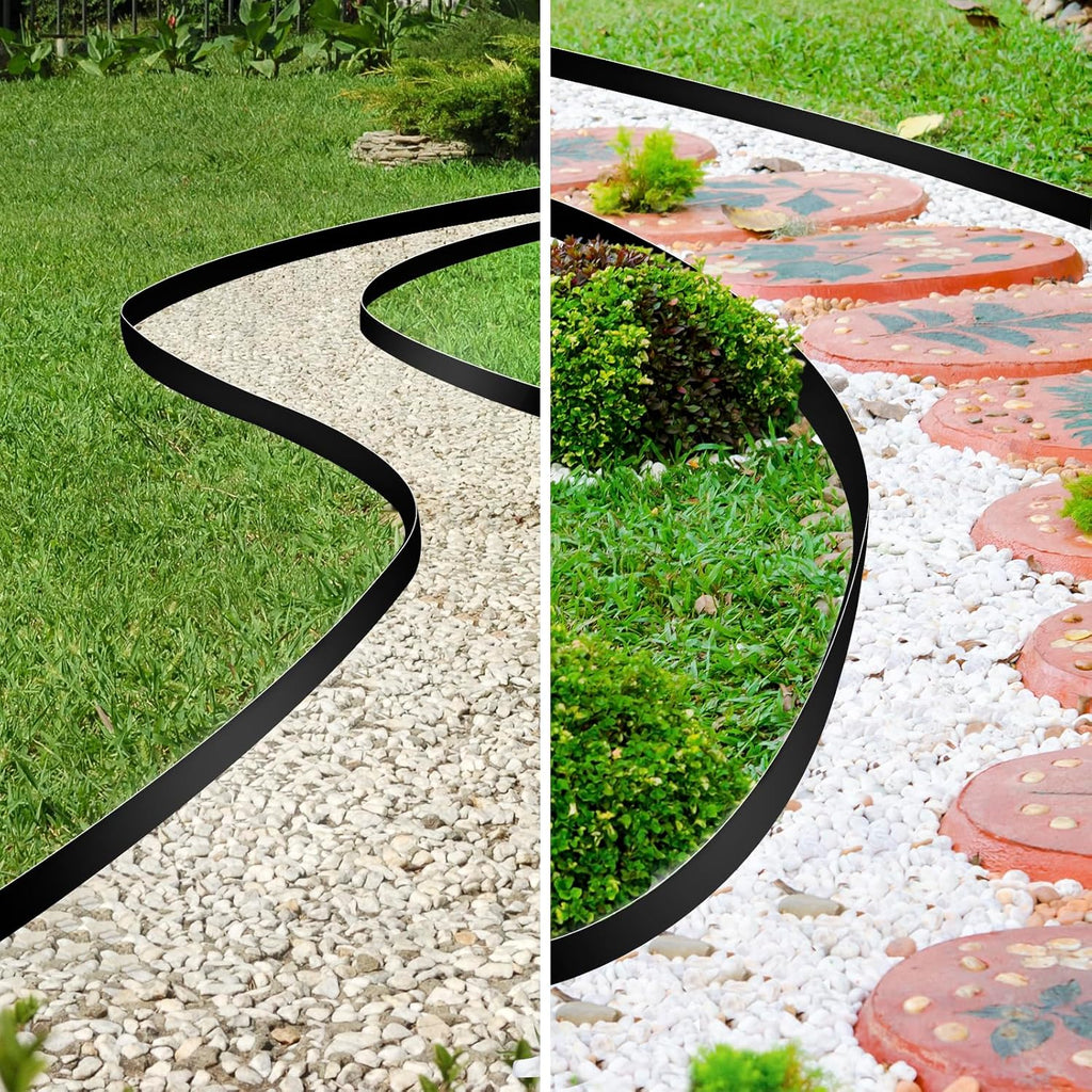 JERIA 2 Inch Tall 100 FT Garden Edging Kit with 120pcs Spikes, Plastic Edging for Landscaping