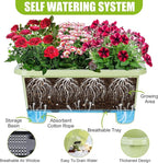 Oliz Self-Watering Rectangle Planter Boxes 8-Pack, 15.7-Inch Window Box Planter with Drainage Holes & Trays, Pots for Vegetables, Herbs, Flowers, Garden Windowsill Balcony (Light Green)