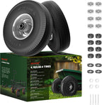 4.10/3.50-4 Tire and Wheel Flat Free,10-Inch Solid Wheel Replacement with 5/8 Extra 3/4 &1/2 Bearings,2.2" Offset Hub -Compatible with Hand Truck,Wheelbarrow,Dolly(Wave,Gray)