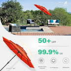 JEAREY 9FT 3 Tier Patio Umbrella Outdoor Market Umbrella Table Umbrellas with 8 Ribs 1.5 Pole Push Button Tilt and Crank UV Protection for Garden,Orange