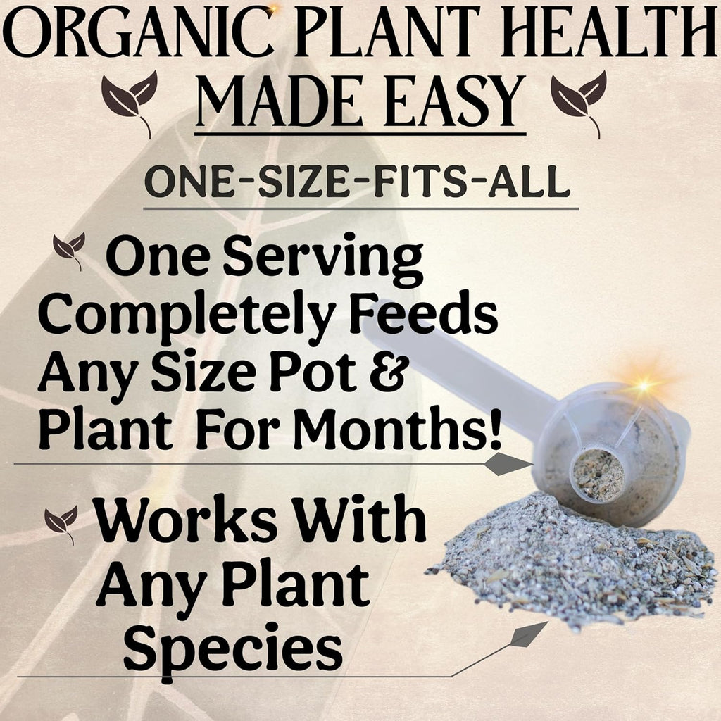 Organic Plant Food, Indoor Plant Food for Houseplants & Aroids, Organic Fertilizer for Flower & Vegetable Gardens, 1lb = 25 Servings, Feeds 50 gal Instantly and Slow Release