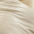 BESTOUCH Duvet Cover Set 100% Washed Cotton Linen Feel Super Soft Comfortable Chic Lightweight 3 PCs Home Bedding Set Solid Almond Milk Grey Oversized Full
