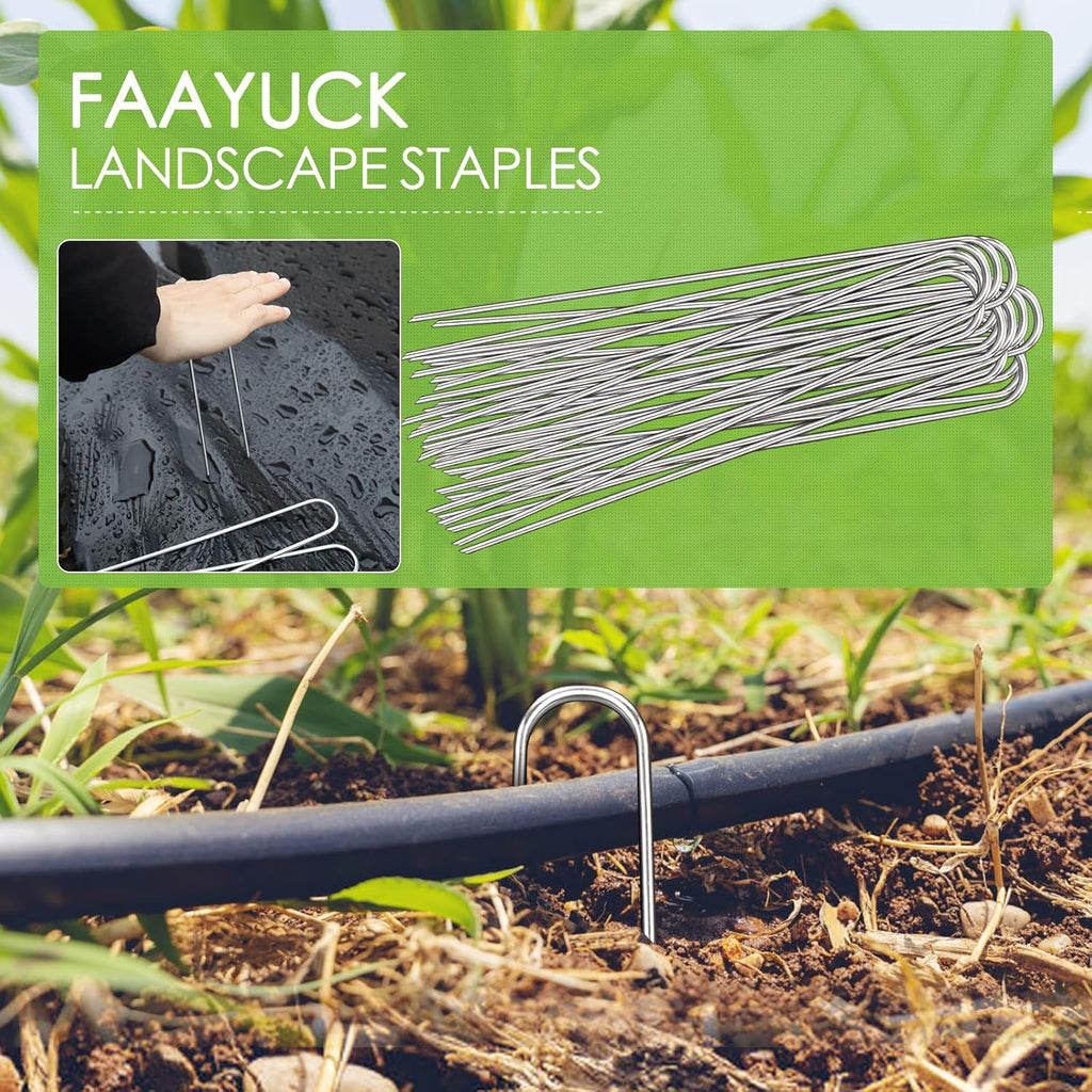 12 Inch Landscape Staples, 25 Pack Galvanized Landscape Stakes Heavy Duty 8 Gauge U-Shaped Garden Stakes, Ground Stakes for Weed Barrier Fabric, Irrigation Tubing, Fence, Outdoor Decorations