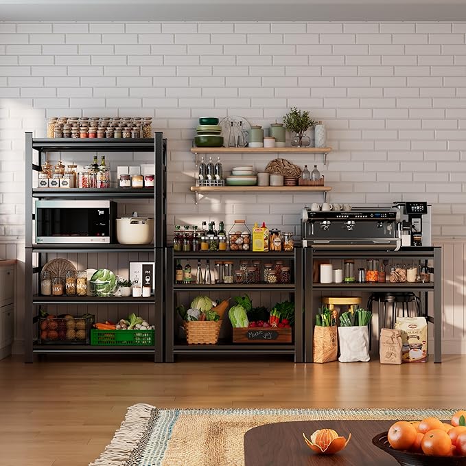 5-Tier Heavy Duty Garage Shelving Unit – 3000 lbs Adjustable Metal Storage Rack, Tool-Free Assembly, Rustproof Steel Organizer for Basement, Pantry, Warehouse, 63" H x35.43 W x 15.8" D