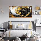 SIXTTART Abstract Living Room Pictures Wall Decor - Modern Office Artwork Wall Decor - Wooden Framed Wall Art for Bedroom Size 24" x 48"