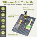 Silicone Grill Mat for Blackstone Silicone Griddle Tools Mat with Drip Pad Grill Pad for Outdoor Grill Kitchen Countertop (Gray)