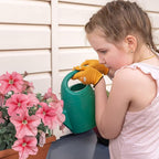 COOLJOB Breathable Toddler Work Gloves for Gardening Boy Girl Ages 4-6 Medium, Nylon Kids Garden Gloves with Grip, Children Yard Gloves for Digging Weeding Landscaping, Green & Orange, 2 Pairs