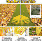 Plastic Leaf Rake for Lawns - Lightweight & Easy Yard Rakes for Leaves, Grass, Pine Needles,Gardening,Heavy Duty 16.5''Wide Garden Rake with Adjustable Handle (35''-75'') for Women,Seniors,Kids