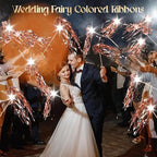 100 pcs Wedding Wands Light up with LED Tinsel Wedding Streamers for Wedding Send off and Greeting Ideal Props for Weddings, Birthday Parties, Christmas Cheerleading Games (Rose Gold)